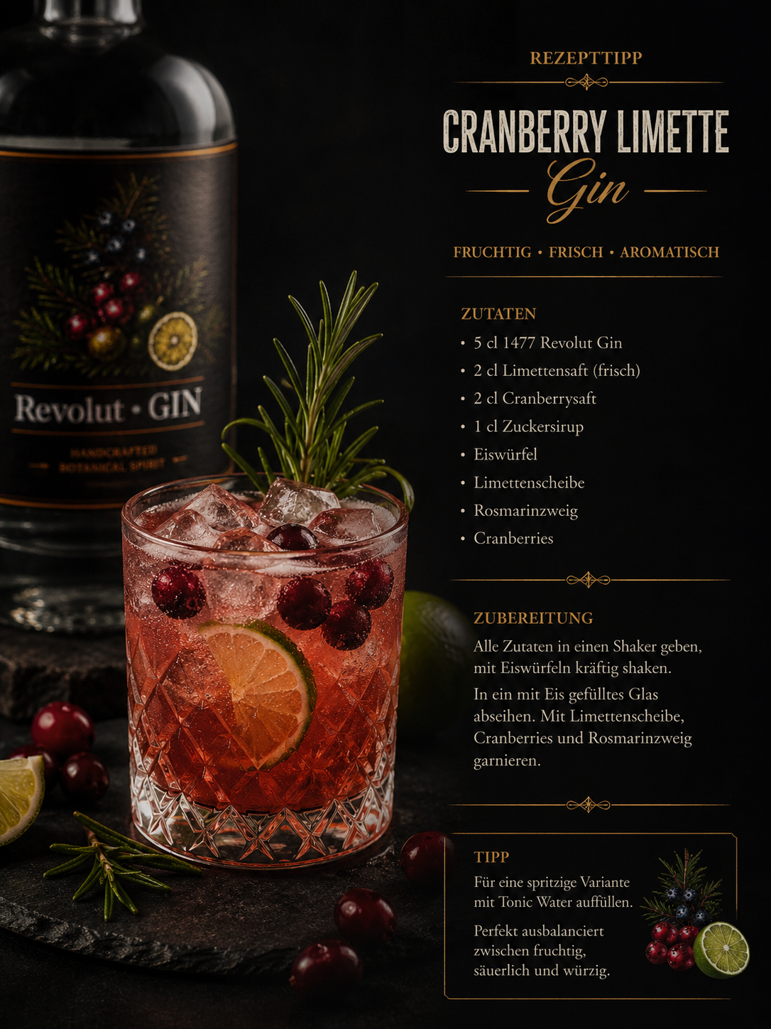 1477 REVOLUT GIN  (Wacholder-Cranberry-Limette)